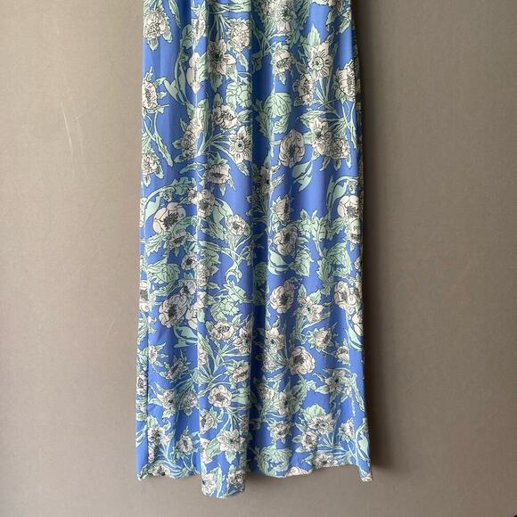 H&M sz 2 blue green halter floral boho maxi sundress‎ - Picture 3 of 10